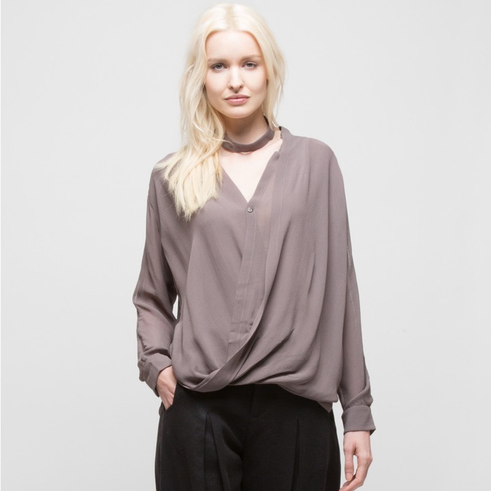 NWT Anthropologie LAURA SIEGEL draped top with collar light lavender sz Small